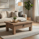 Les 36" Square Coffee Table with Panel Legs | 2 Storage Drawers | Matte Brown Mango Wood | Black H&les By The  Urban Port