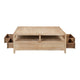 Hika 45" Square Coffee Table | 4 Storage Drawers & Open Shelf | Light Brown Mango Wood By The  Urban Port