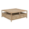 Hika 45" Square Coffee Table | 4 Storage Drawers & Open Shelf | Light Brown Mango Wood By The  Urban Port