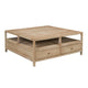 Hika 45" Square Coffee Table | 4 Storage Drawers & Open Shelf | Light Brown Mango Wood By The  Urban Port