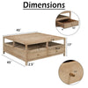 Hika 45" Square Coffee Table | 4 Storage Drawers & Open Shelf | Light Brown Mango Wood By The  Urban Port