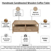 Hika 45" Square Coffee Table | 4 Storage Drawers & Open Shelf | Light Brown Mango Wood By The  Urban Port