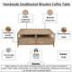 Hika 45" Square Coffee Table | 4 Storage Drawers & Open Shelf | Light Brown Mango Wood By The  Urban Port