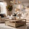 Hika 45" Square Coffee Table | 4 Storage Drawers & Open Shelf | Light Brown Mango Wood By The  Urban Port