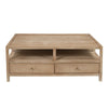 Hika 45" Square Coffee Table | 4 Storage Drawers & Open Shelf | Light Brown Mango Wood By The  Urban Port