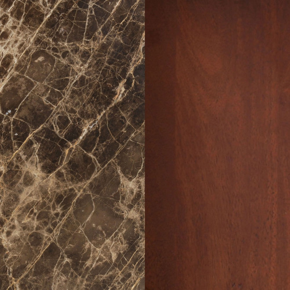 Zena 36" Round Coffee Table | Spainish Emperador Marble Top | Brown Mango Wood Cross Legs By The  Urban Port