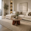 Zena 36" Round Coffee Table | Spainish Emperador Marble Top | Brown Mango Wood Cross Legs By The  Urban Port