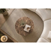 Zena 36" Round Coffee Table | Spainish Emperador Marble Top | Brown Mango Wood Cross Legs By The  Urban Port