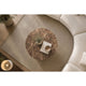 Zena 36" Round Coffee Table | Spainish Emperador Marble Top | Brown Mango Wood Cross Legs By The  Urban Port