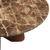 Zena 36" Round Coffee Table | Spainish Emperador Marble Top | Brown Mango Wood Cross Legs By The  Urban Port