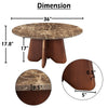 Zena 36" Round Coffee Table | Spainish Emperador Marble Top | Brown Mango Wood Cross Legs By The  Urban Port