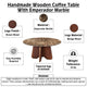 Zena 36" Round Coffee Table | Spainish Emperador Marble Top | Brown Mango Wood Cross Legs By The  Urban Port