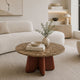 Zena 36" Round Coffee Table | Spainish Emperador Marble Top | Brown Mango Wood Cross Legs By The  Urban Port