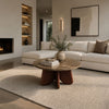 Zena 36" Round Coffee Table | Spainish Emperador Marble Top | Brown Mango Wood Cross Legs By The  Urban Port