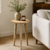 Geya Round Side Table, Tripod Spindle Legs, Natural Brown Mango Wood, 24 Inch High By The Urban Port