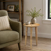 Geya Round Side Table, Tripod Spindle Legs, Natural Brown Mango Wood, 24 Inch High By The Urban Port