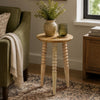 Geya Round Side Table, Tripod Spindle Legs, Natural Brown Mango Wood, 24 Inch High By The Urban Port