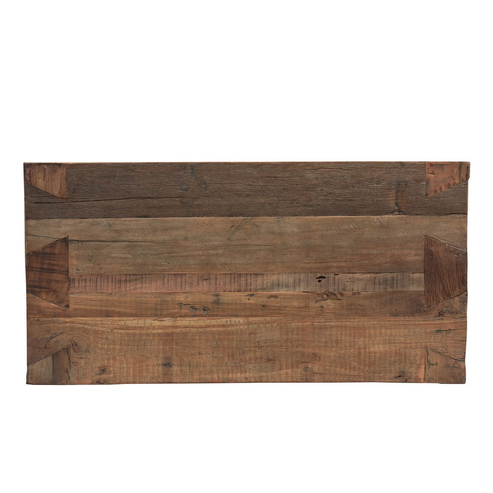 Kiosk 60 " Coffee Table | Reclaimed Wood | Rustic Brown Finish | Wide Panel Legs By The Urban Port
