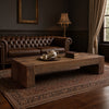 Kiosk 60 " Coffee Table | Reclaimed Wood | Rustic Brown Finish | Wide Panel Legs By The Urban Port