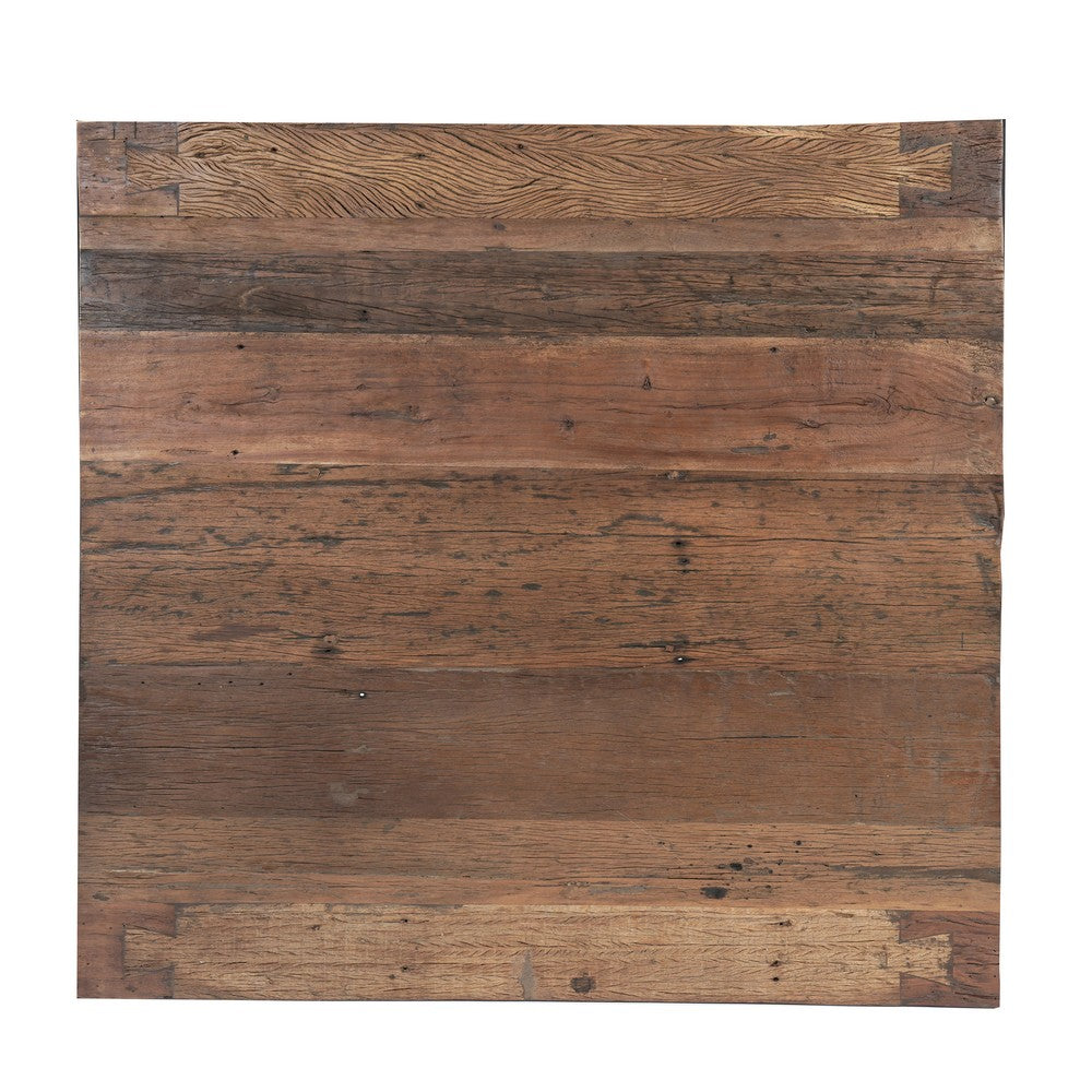 Kiosk 55 " Square Coffee Table | Reclaimed Wood | Rustic Brown Finish | Block Style Legs By The Urban Port