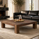 Kiosk 55 " Square Coffee Table | Reclaimed Wood | Rustic Brown Finish | Block Style Legs By The Urban Port