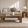 Kiosk 55 " Square Coffee Table | Reclaimed Wood | Rustic Brown Finish | Block Style Legs By The Urban Port