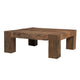 Kiosk 40 " Square Coffee Table | Reclaimed Wood | Rustic Brown Finish | Chunky Block Legs By The Urban Port