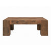 Kiosk 40 " Square Coffee Table | Reclaimed Wood | Rustic Brown Finish | Chunky Block Legs By The Urban Port
