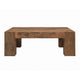Kiosk 40 " Square Coffee Table | Reclaimed Wood | Rustic Brown Finish | Chunky Block Legs By The Urban Port