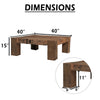 Kiosk 40 " Square Coffee Table | Reclaimed Wood | Rustic Brown Finish | Chunky Block Legs By The Urban Port