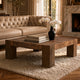 Kiosk 40 " Square Coffee Table | Reclaimed Wood | Rustic Brown Finish | Chunky Block Legs By The Urban Port