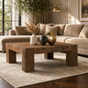 Kiosk 40 " Square Coffee Table | Reclaimed Wood | Rustic Brown Finish | Chunky Block Legs By The Urban Port