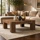Kiosk 40 " Square Coffee Table | Reclaimed Wood | Rustic Brown Finish | Chunky Block Legs By The Urban Port