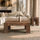Kiosk 40 " Square Coffee Table | Reclaimed Wood | Rustic Brown Finish | Chunky Block Legs By The Urban Port
