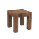 Kiosk Side End Table | Reclaimed Wood | Rustic Brown Finish | Chunky Block Legs | 20 " By The Urban Port