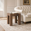 Kiosk Side End Table | Reclaimed Wood | Rustic Brown Finish | Chunky Block Legs | 20 " By The Urban Port