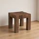 Kiosk Side End Table | Reclaimed Wood | Rustic Brown Finish | Chunky Block Legs | 20 " By The Urban Port
