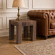Kiosk Side End Table | Reclaimed Wood | Rustic Brown Finish | Chunky Block Legs | 20 " By The Urban Port