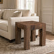 Kiosk Side End Table | Reclaimed Wood | Rustic Brown Finish | Chunky Block Legs | 20 " By The Urban Port