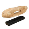 Kyni 24 " Natural Brown Acacia Wood Tabletop Sculpture | Organic Oval Decor | Black Iron Base By The Urban Port