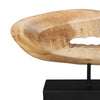 Kyni 24 " Natural Brown Acacia Wood Tabletop Sculpture | Organic Oval Decor | Black Iron Base By The Urban Port