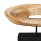 Kyni 24 " Natural Brown Acacia Wood Tabletop Sculpture | Organic Oval Decor | Black Iron Base By The Urban Port