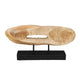 Kyni 24 " Natural Brown Acacia Wood Tabletop Sculpture | Organic Oval Decor | Black Iron Base By The Urban Port