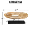 Kyni 24 " Natural Brown Acacia Wood Tabletop Sculpture | Organic Oval Decor | Black Iron Base By The Urban Port