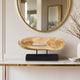 Kyni 24 " Natural Brown Acacia Wood Tabletop Sculpture | Organic Oval Decor | Black Iron Base By The Urban Port