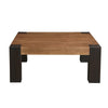 Kisa 44" Square Coffee Table | Sandblasted Block Legs | Coffee Brown Mango Wood By The Urban Port