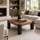 Kisa 44" Square Coffee Table | Sandblasted Block Legs | Coffee Brown Mango Wood By The Urban Port