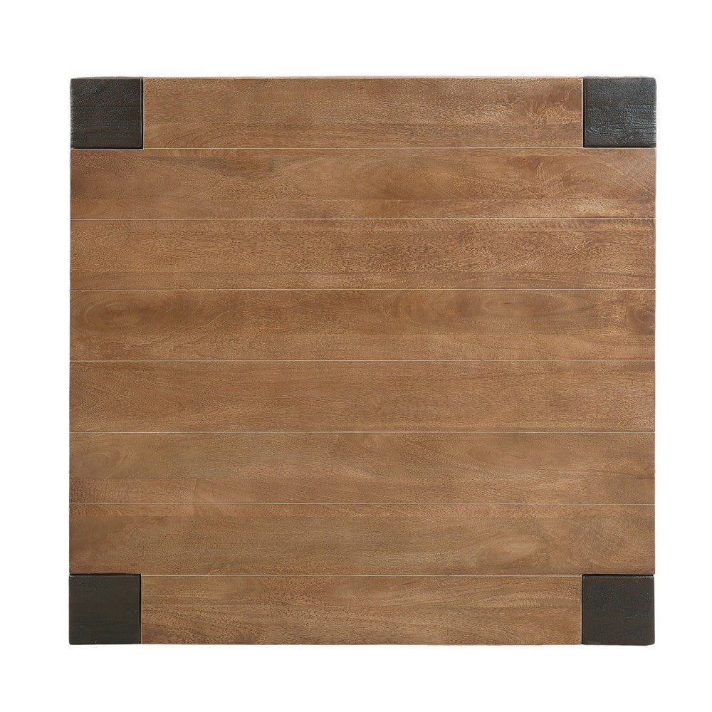 Kisa 44" Square Coffee Table | Sandblasted Block Legs | Coffee Brown Mango Wood By The Urban Port
