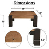 Kisa 44" Square Coffee Table | Sandblasted Block Legs | Coffee Brown Mango Wood By The Urban Port