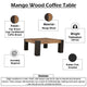 Kisa 44" Square Coffee Table | Sandblasted Block Legs | Coffee Brown Mango Wood By The Urban Port